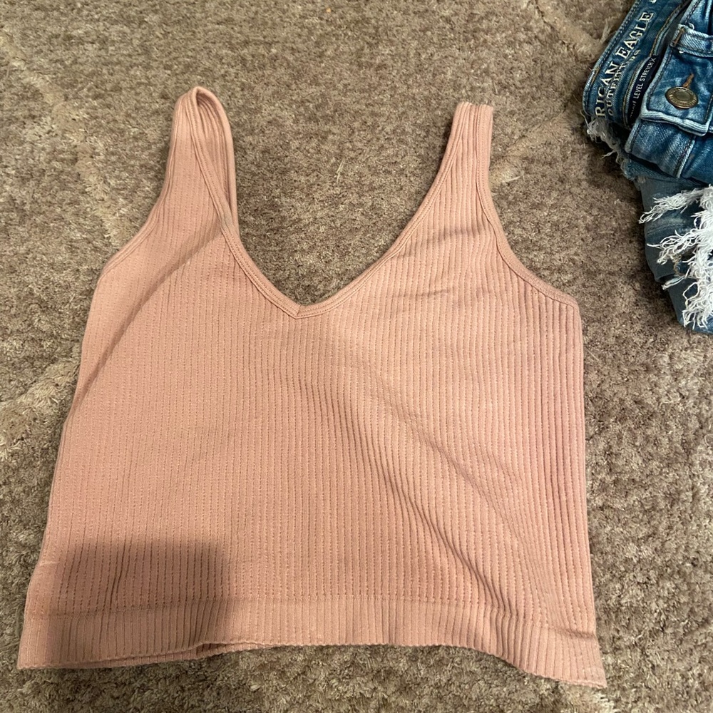 Free people fitted light pink crop top
